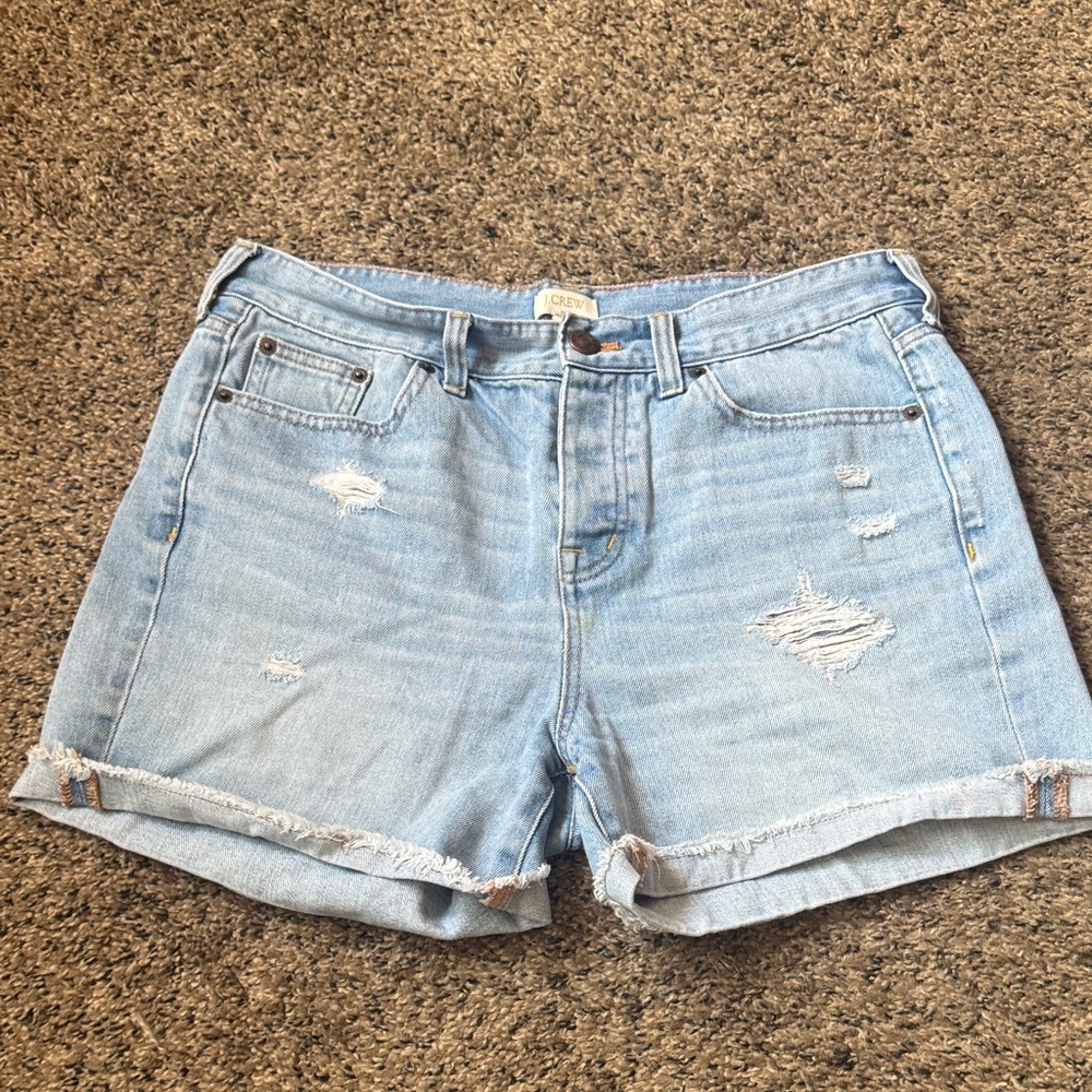 J. Crew Light Blue Distressed Jean Shorts